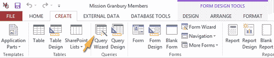 Query Wizard on CREATE tab