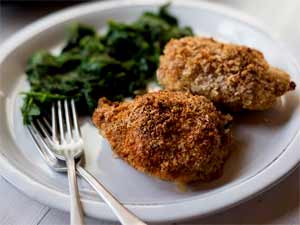 Plated Panko Baked Chicken Thighs