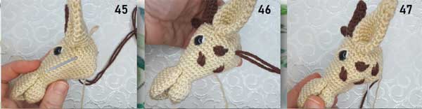 Sewing spots on head