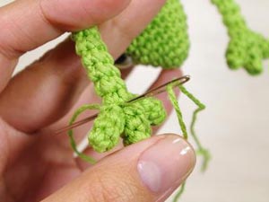sewing toes in place